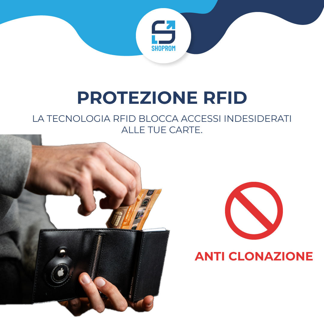 Secure Pocket – Portafoglio Slim con AirTag & Protezione RFID